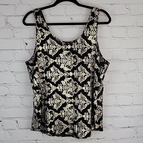 Charming Charlie black and gold sleeveless top.  Size Large. - Picture 1 of 4